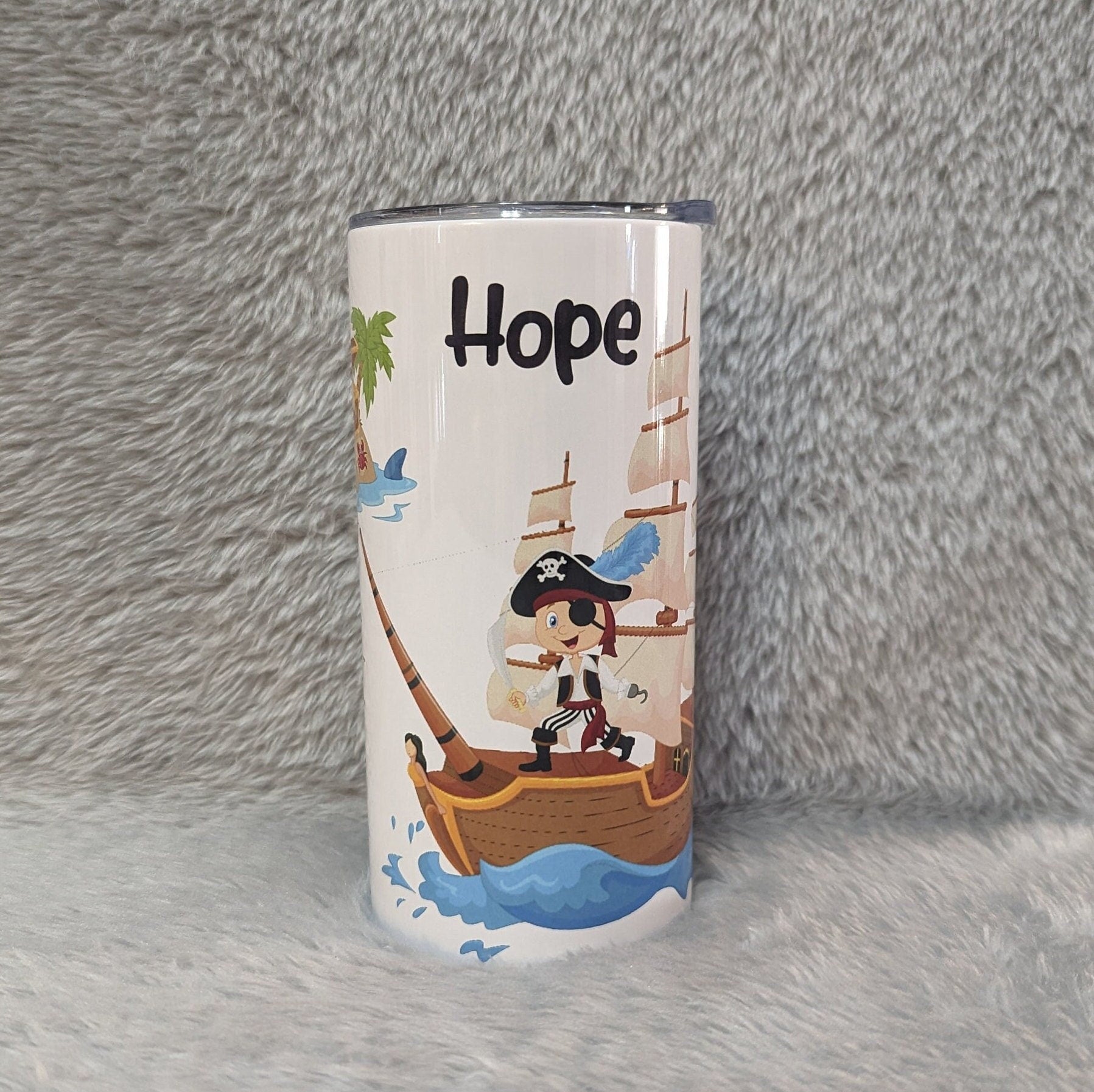 Kids Pirate Tumbler 15oz With Reusable Straw, Can Be Personalized