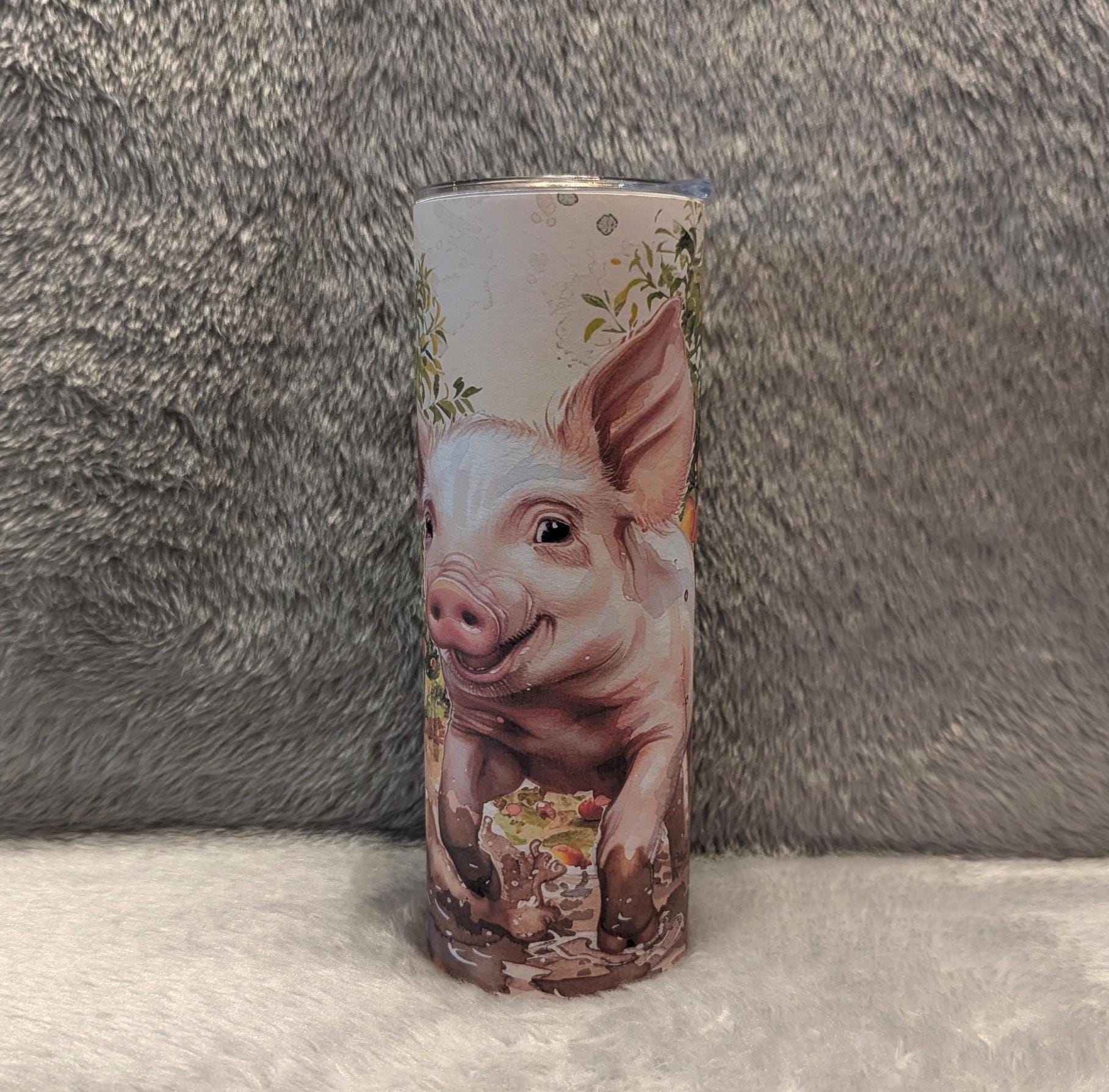 Pig In The Mud Tumbler 20oz With Reusable Straw, Can Be Personalized
