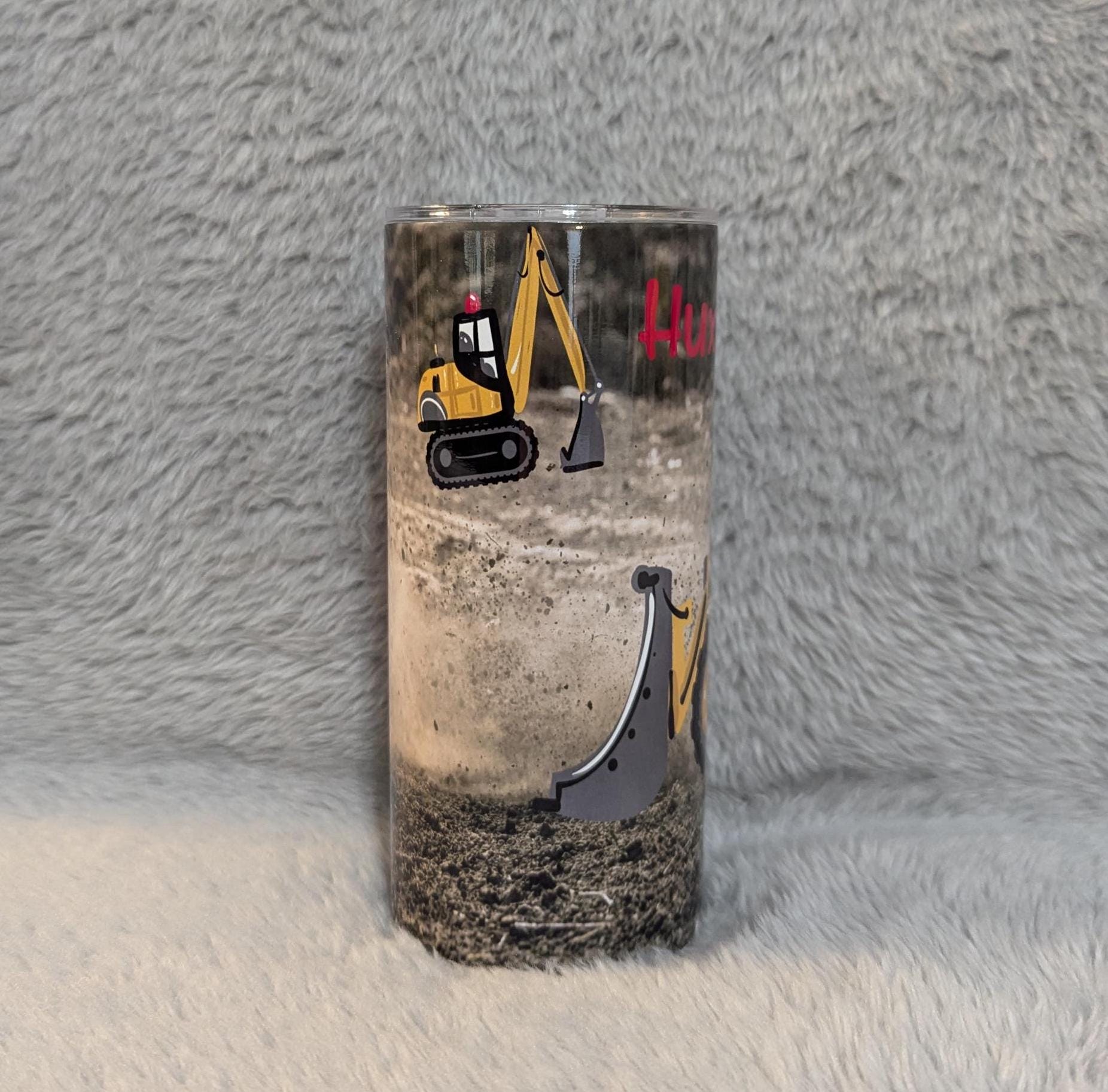 Boys Construction Tumbler 15oz With Reusable Straw, Can Be Personalized
