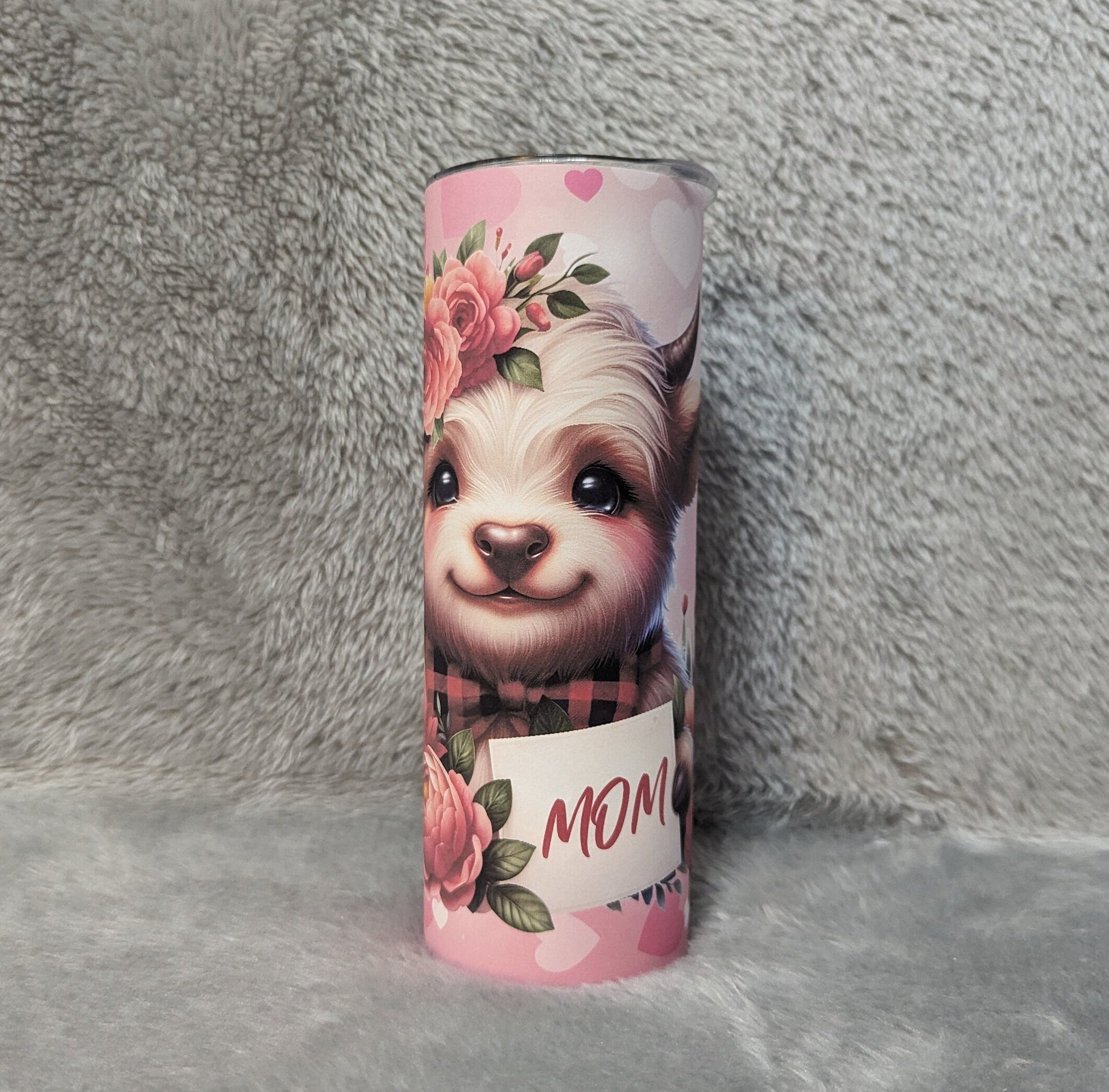 Mom Highland Cow Tumbler 20oz With Reusable Straw, Can Be Personalized