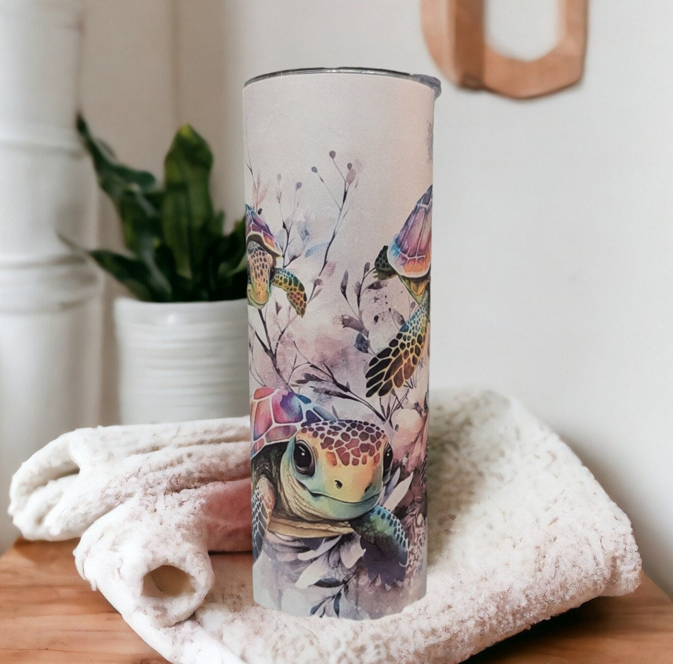 Sea Turtle Tumbler 20oz With Reusable Straw, Can Be Personalized