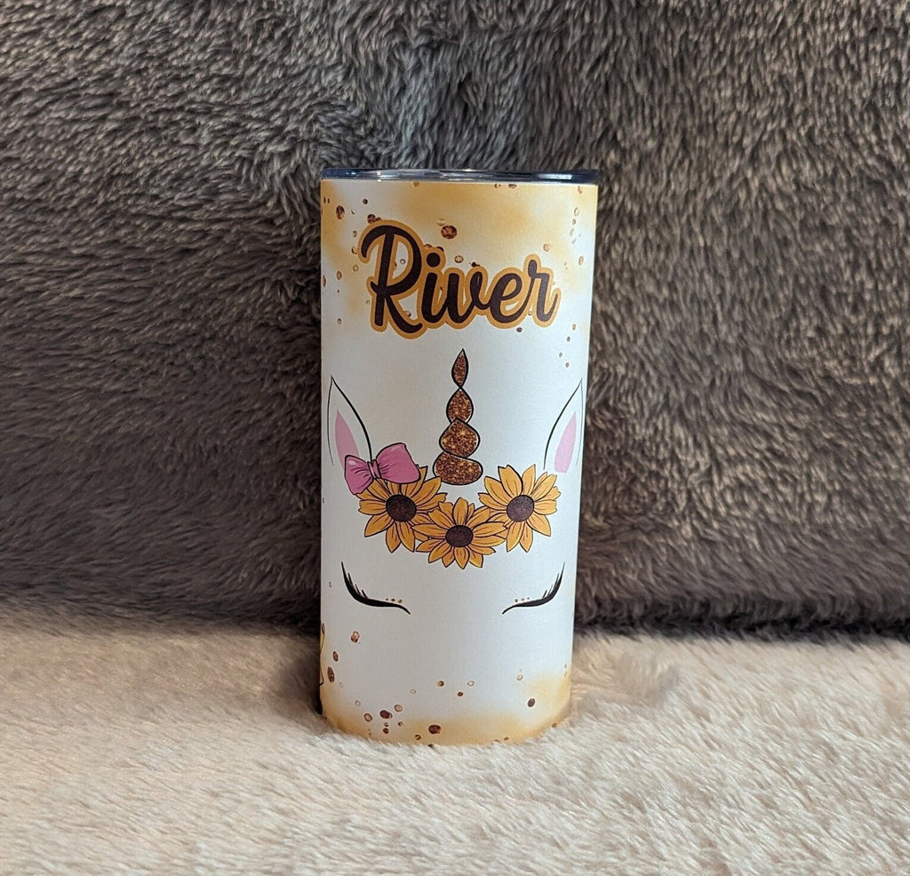 Kids Unicorn Tumbler 15oz With Reusable Straw, Can Be Personalized