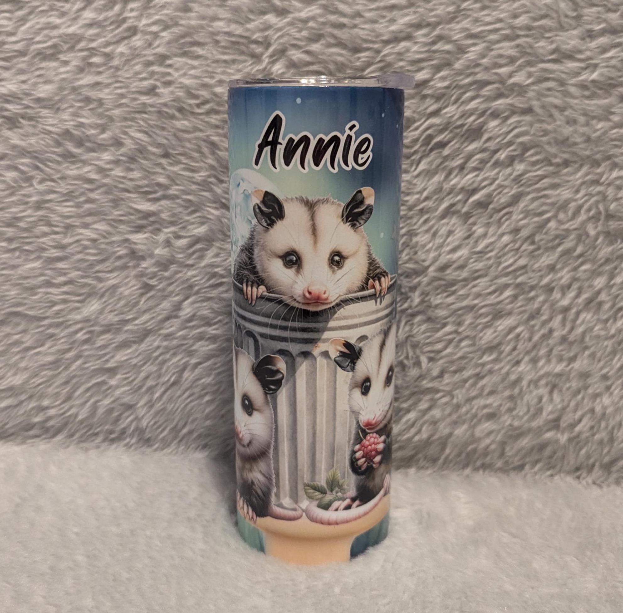 Possum Tumbler 20oz With Reusable Straw, Can Be Personalized