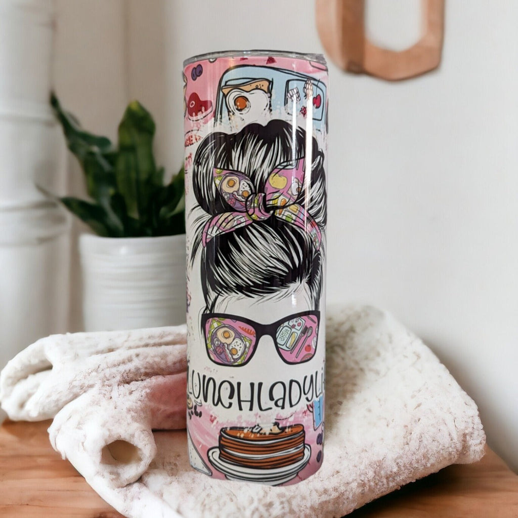 Lunch Lady Tumbler 20oz With Reusable Straw, Can Be Personalized