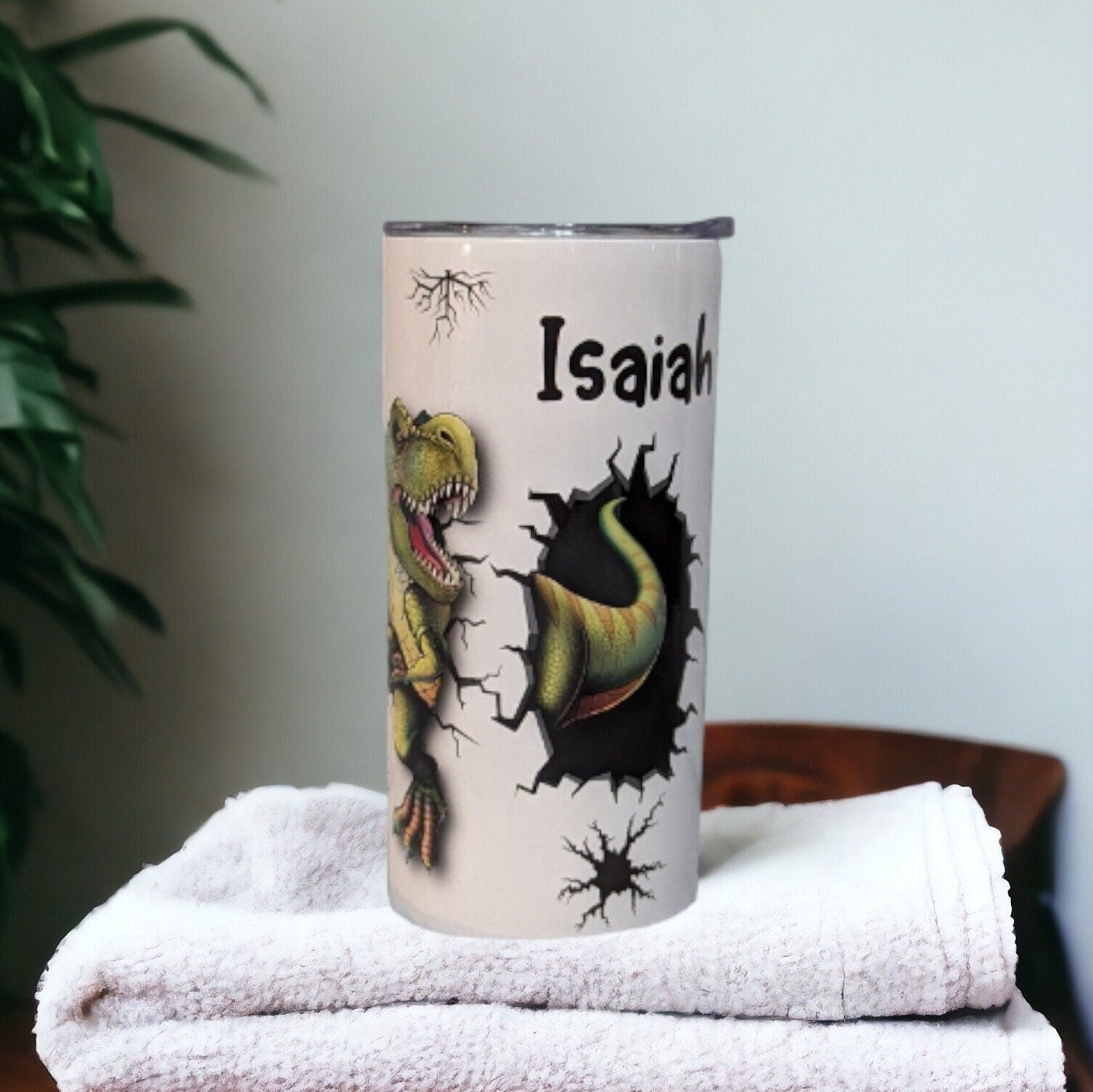 Kids Dinosaur Tumbler 15oz With Reusable Straw, Can Be Personalized