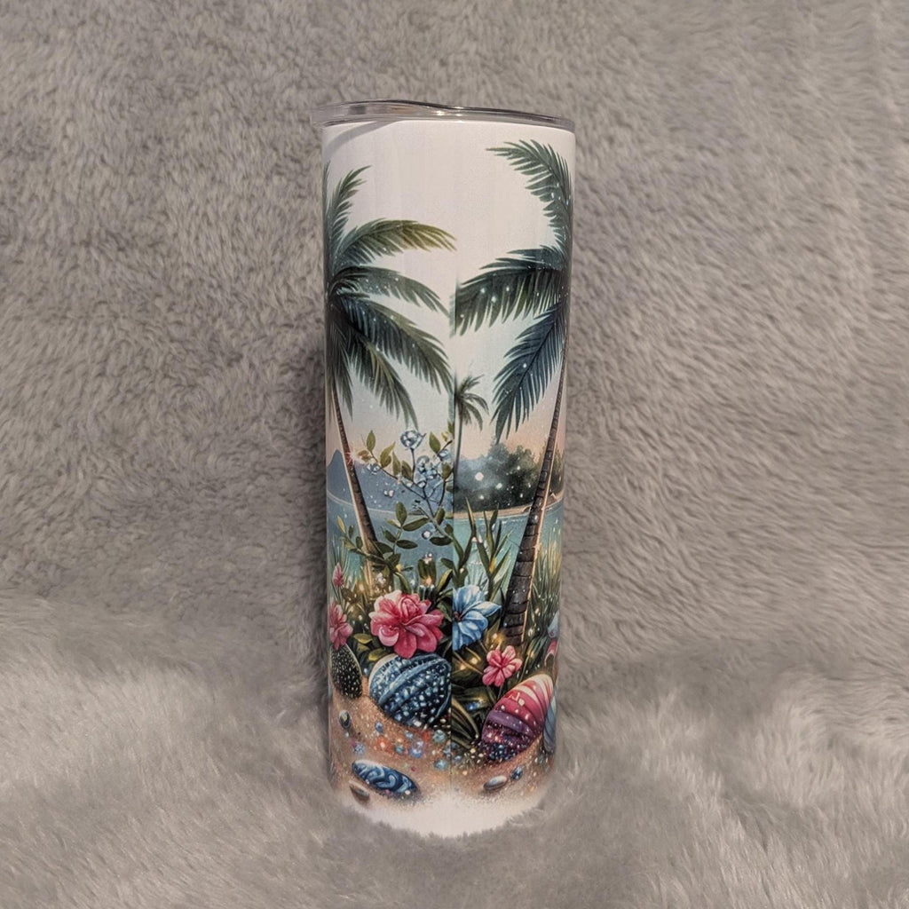Beach Tumbler 20oz With Reusable Straw, Can Be Personalized