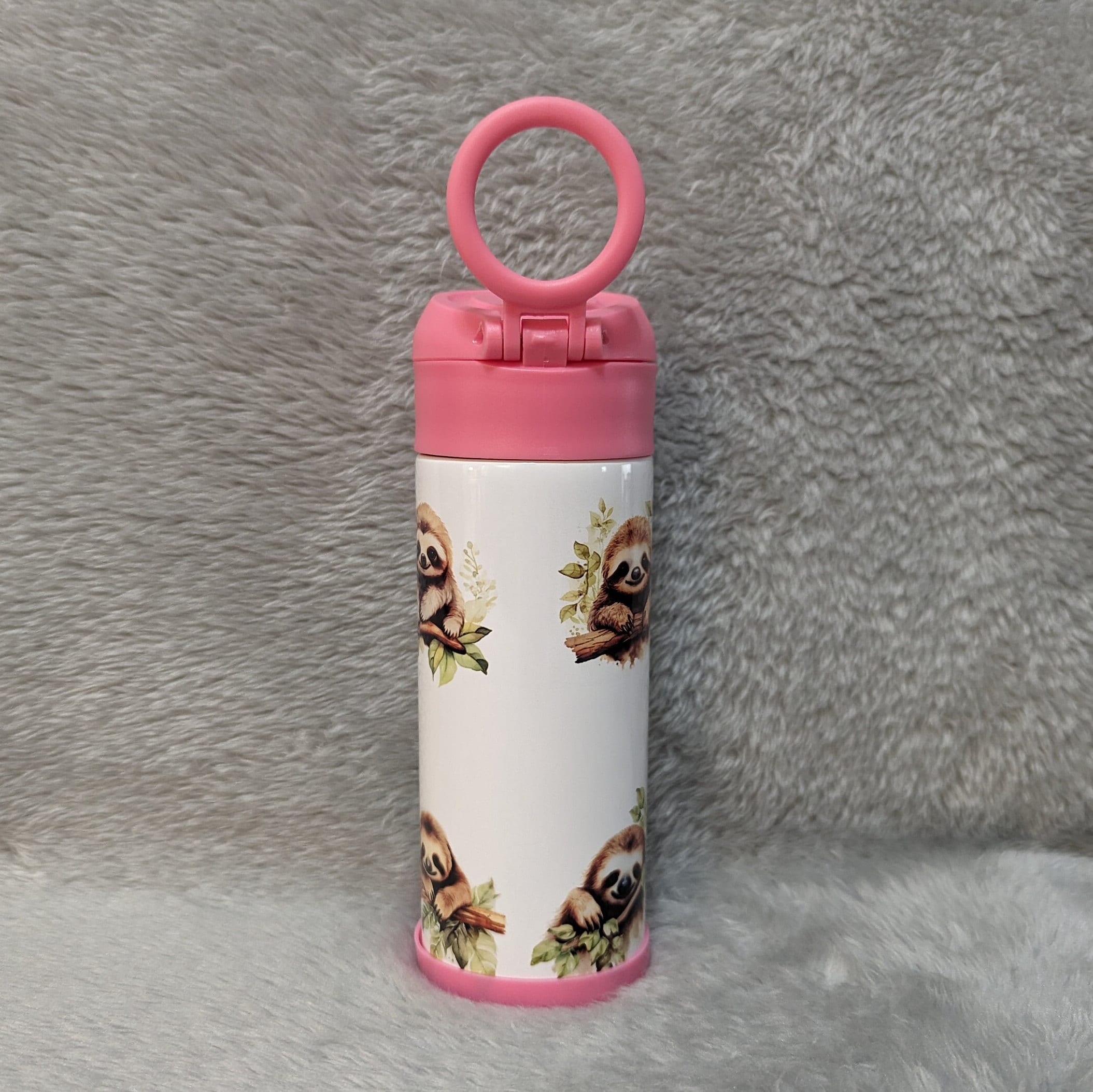 Adorable Sloth Water Bottle for Kids 12oz With Reusable Straw Can Be Personalized