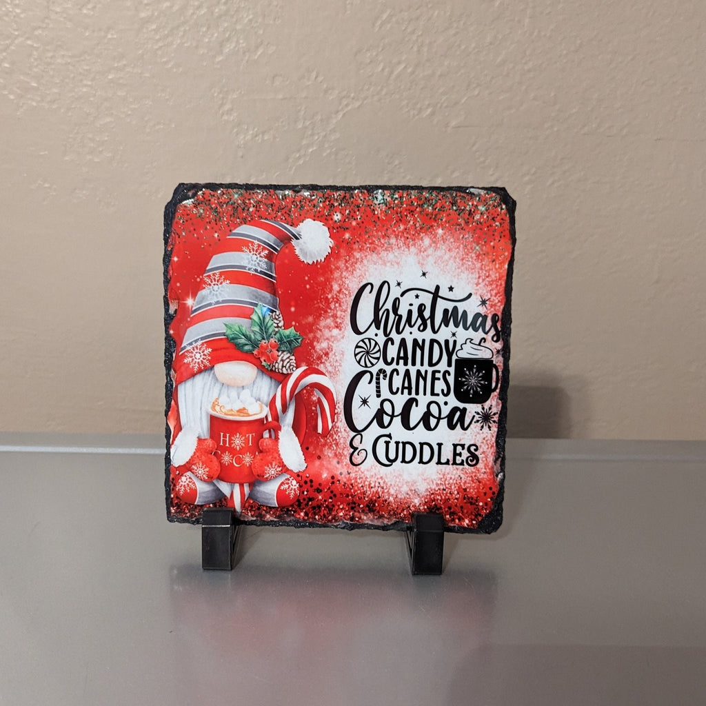 Christmas Gnome Slate Picture With Display Legs