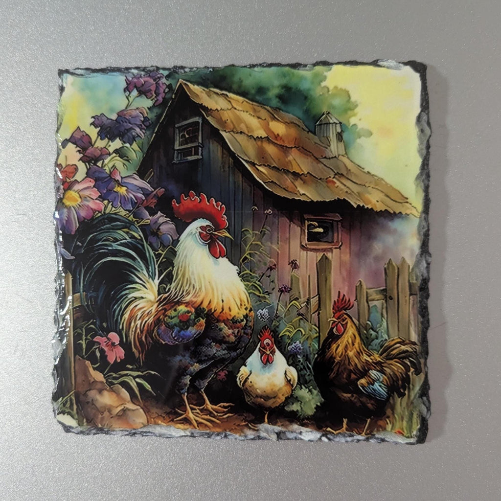 Chicken Family Slate Picture With Display Legs