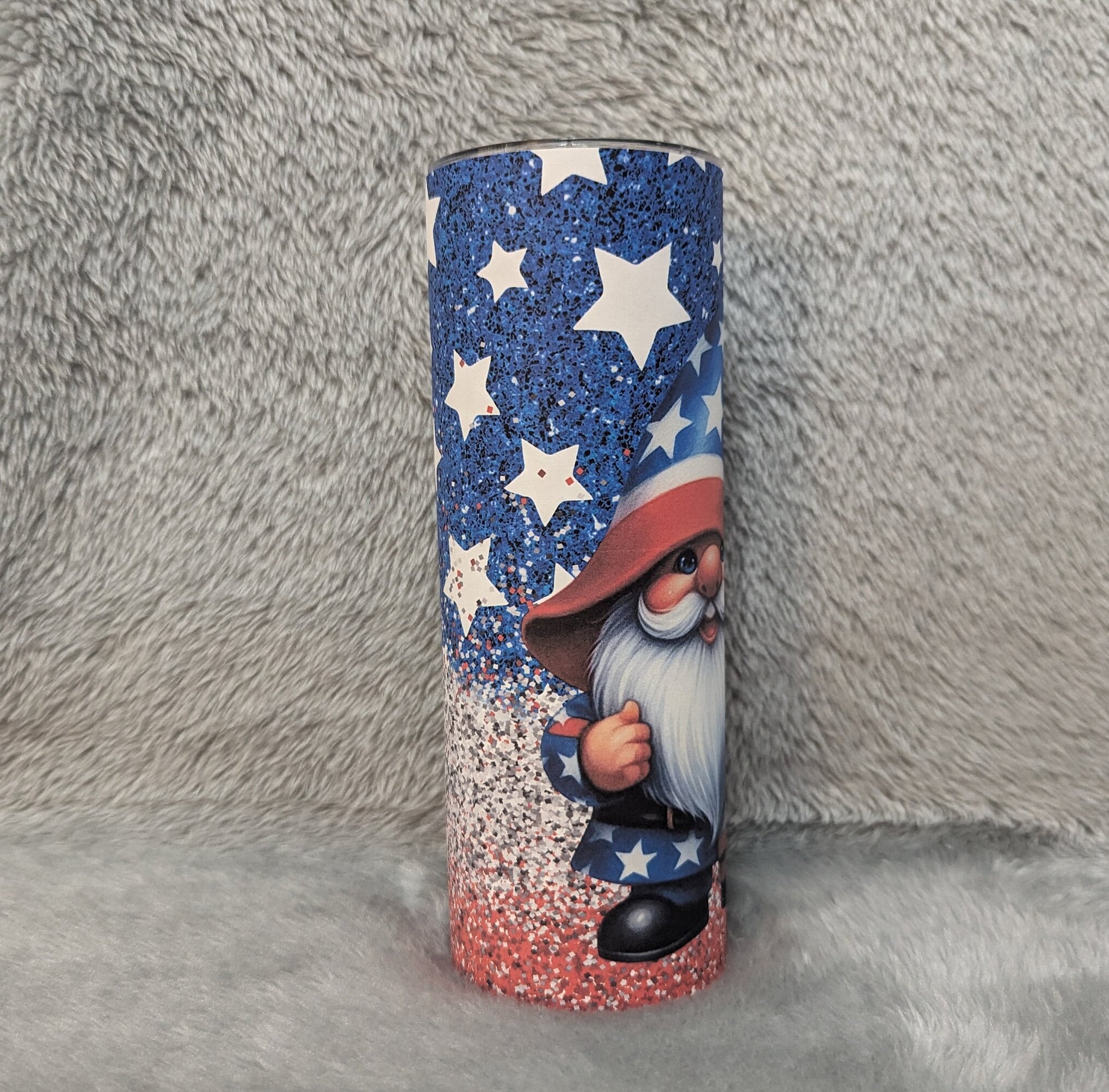 Patriotic Gnome Tumbler 20oz With Reusable Straw, Can Be Personalized