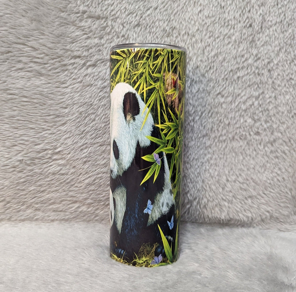 Panda Bear Tumbler 20oz With Reusable Straw, Can Be Personalized