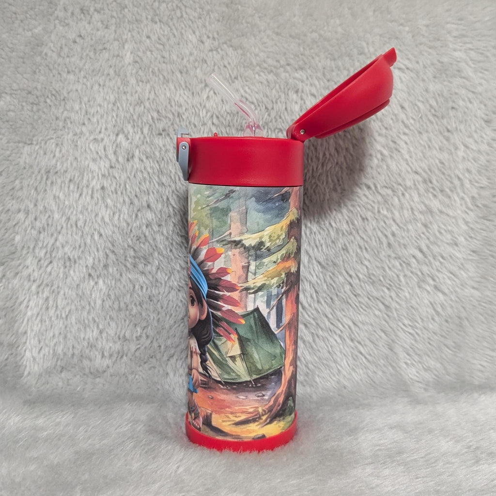 Girl Indian Water Bottle 12oz With Reusable Straw Can Be Personalized