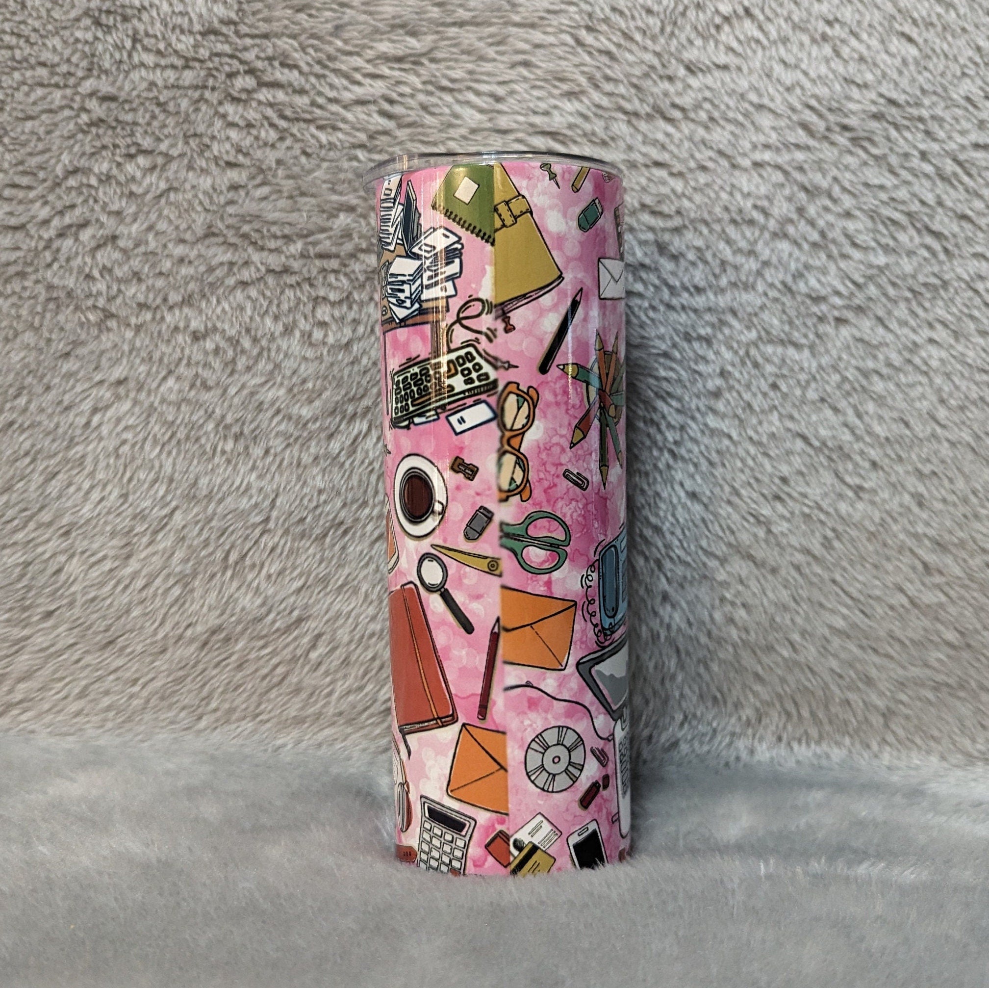 Admin Life Messy Bun Girl Tumbler 20oz With Reusable Straw, Can Be Personalized