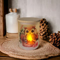 Owl Candle Holder With A Battery Operated Flickering Tea Light