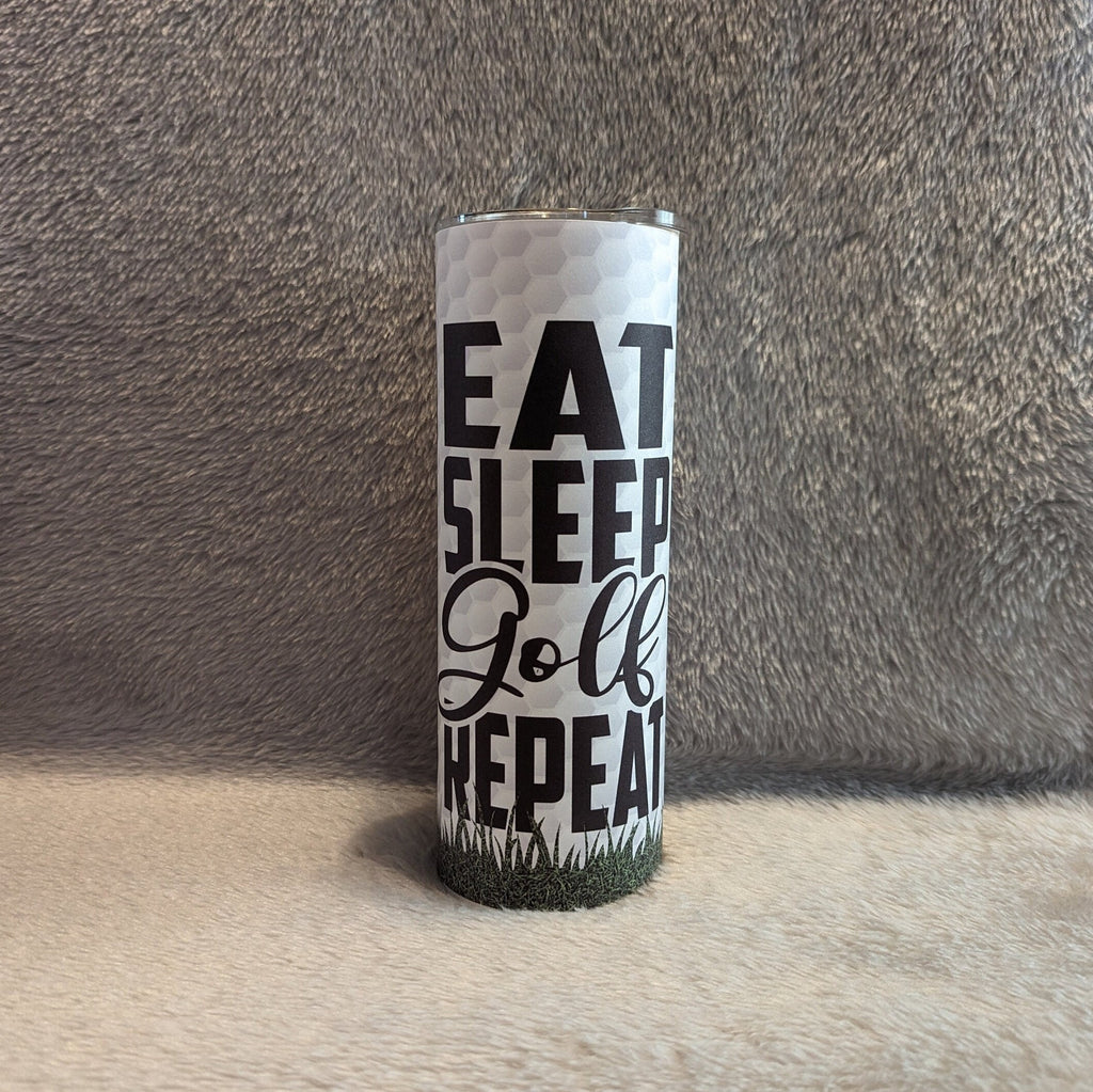 Eat Sleep Golf Repeat Tumbler 20oz With Reusable Straw