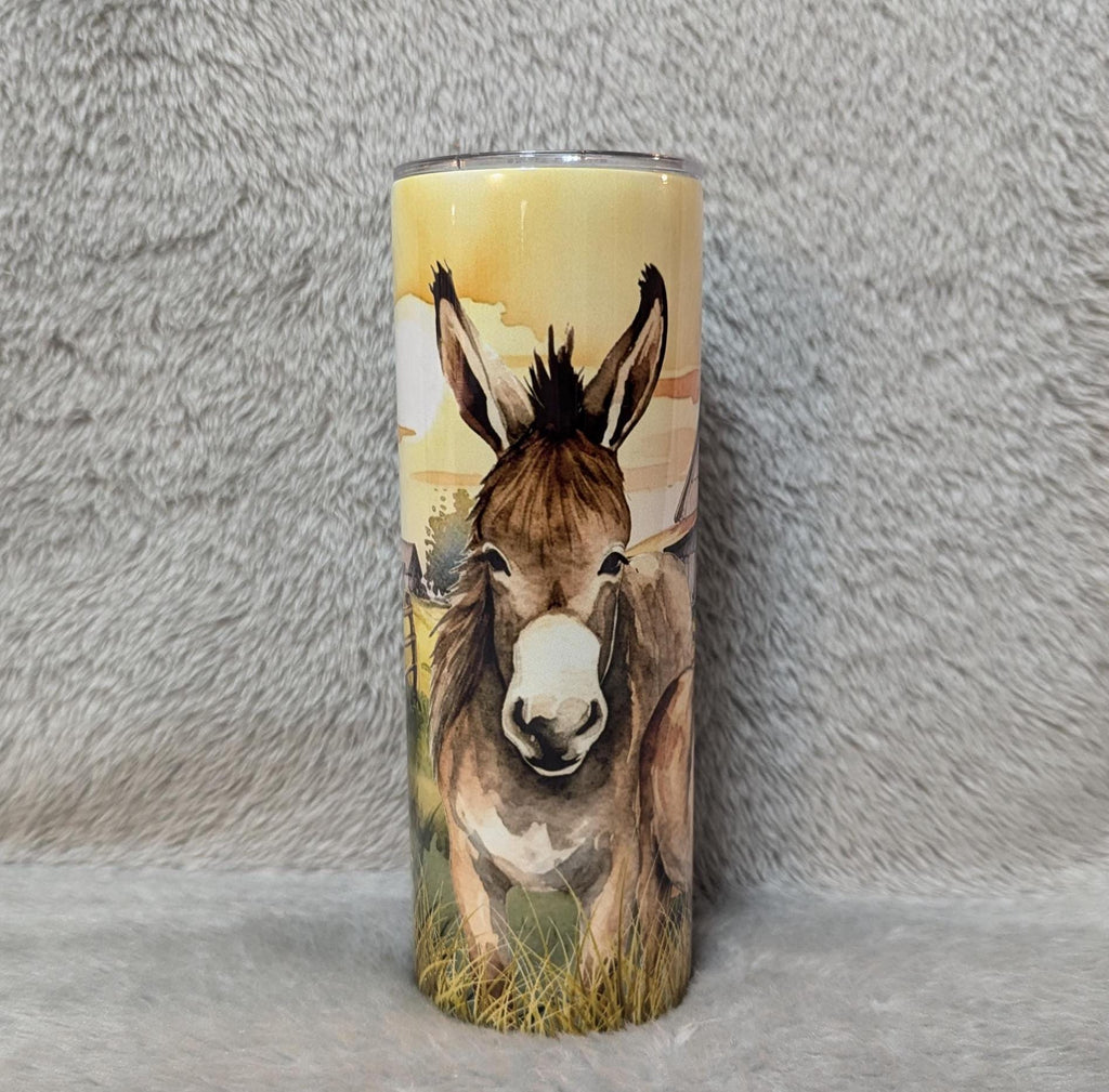 Donkey Tumbler with A Watercolor Design 20oz With Reusable Straw, Can Be Personalized