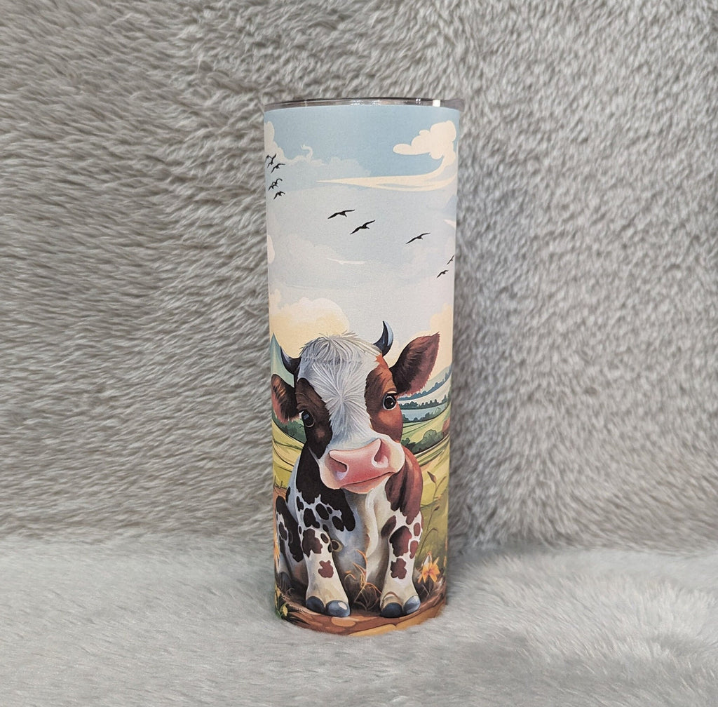 Cow Calf Tumbler 20oz With Reusable Straw, Can Be Personalized