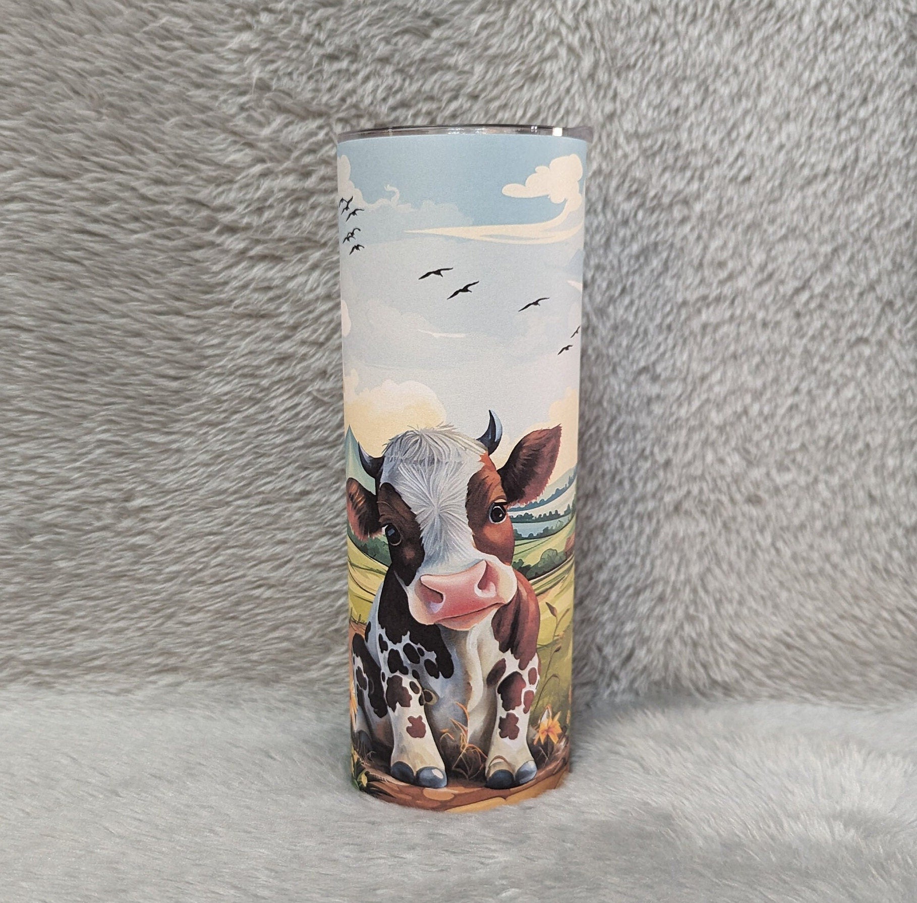 Cow Calf Tumbler 20oz With Reusable Straw, Can Be Personalized