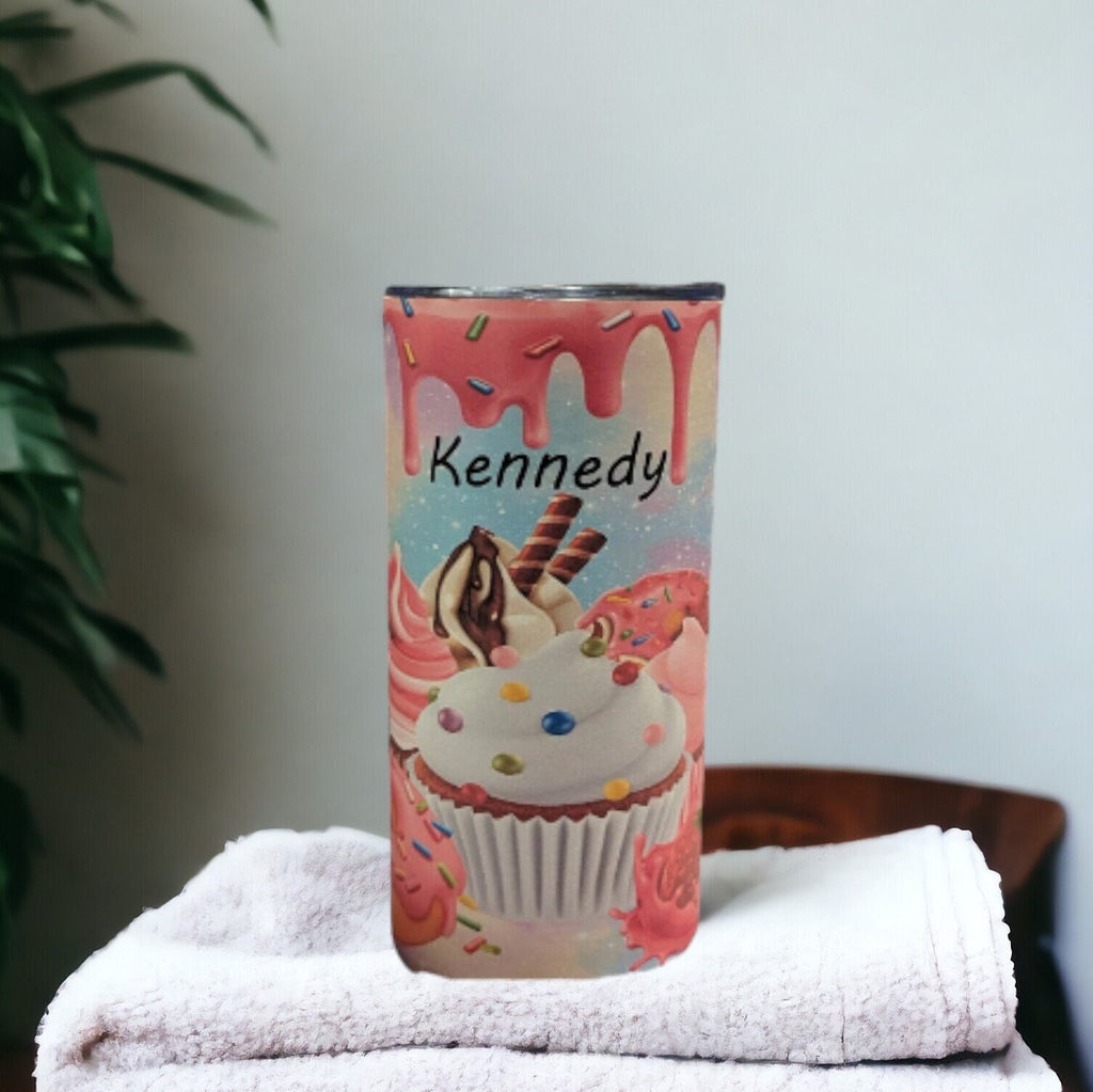 Kids Cupcake Tumbler 15oz With Reusable Straw, Can Be Personalized