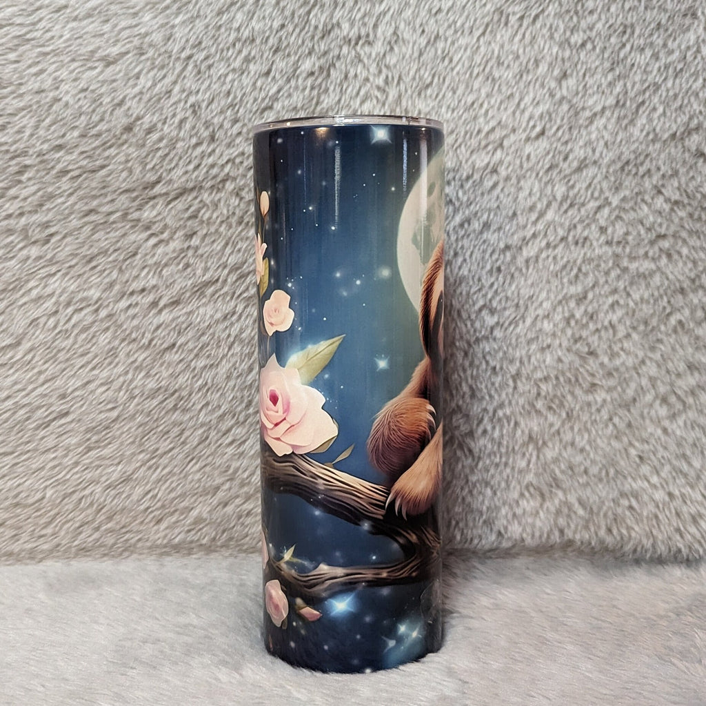 Sloth Tumbler 20oz With Reusable Straw, Can Be Personalized