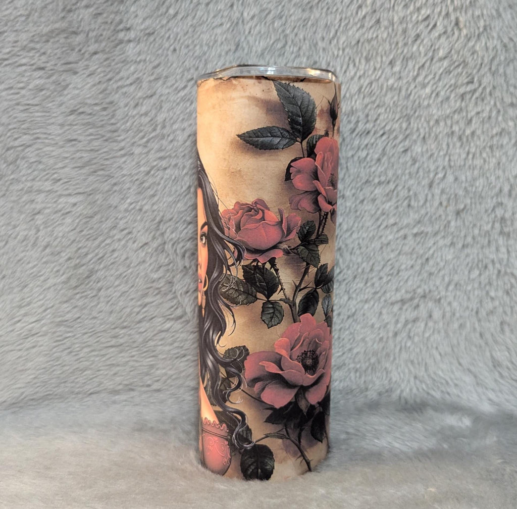 Spanish Girl Tumbler 20oz With Reusable Straw, Can Be Personalized