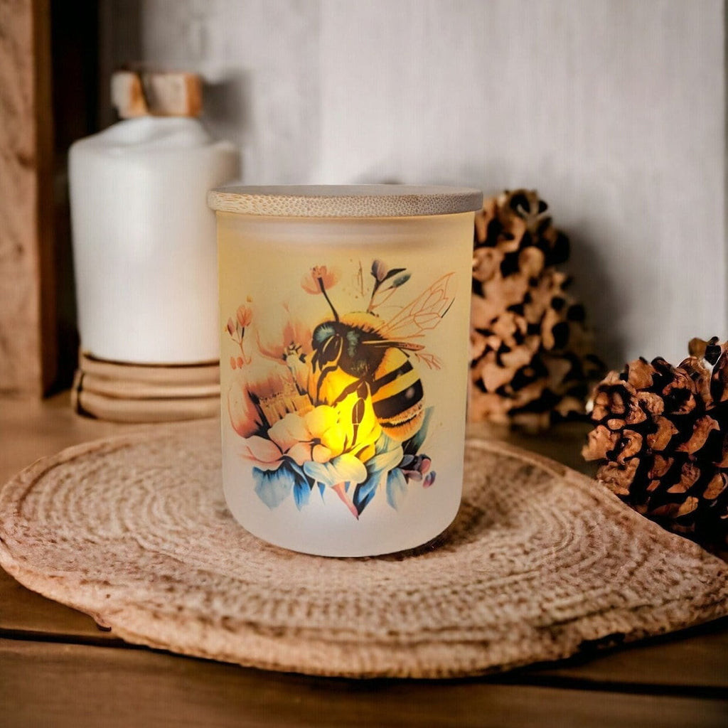 Bee Candle Holder With A Battery Operated Flickering Tea Light