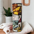 Beautiful Lighthouse Tumbler With A Stained Glass Design 20oz With Reusable Straw, Can Be Personalized
