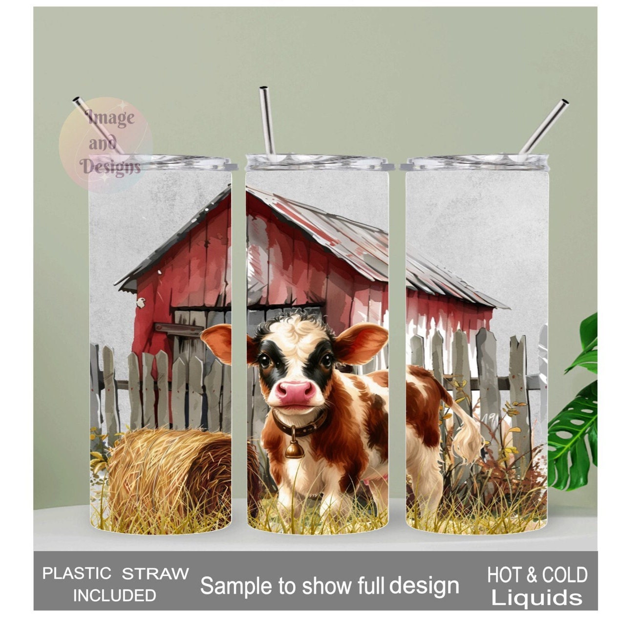 Cute Calf Tumbler 20oz With Reusable Straw, Can Be Personalized