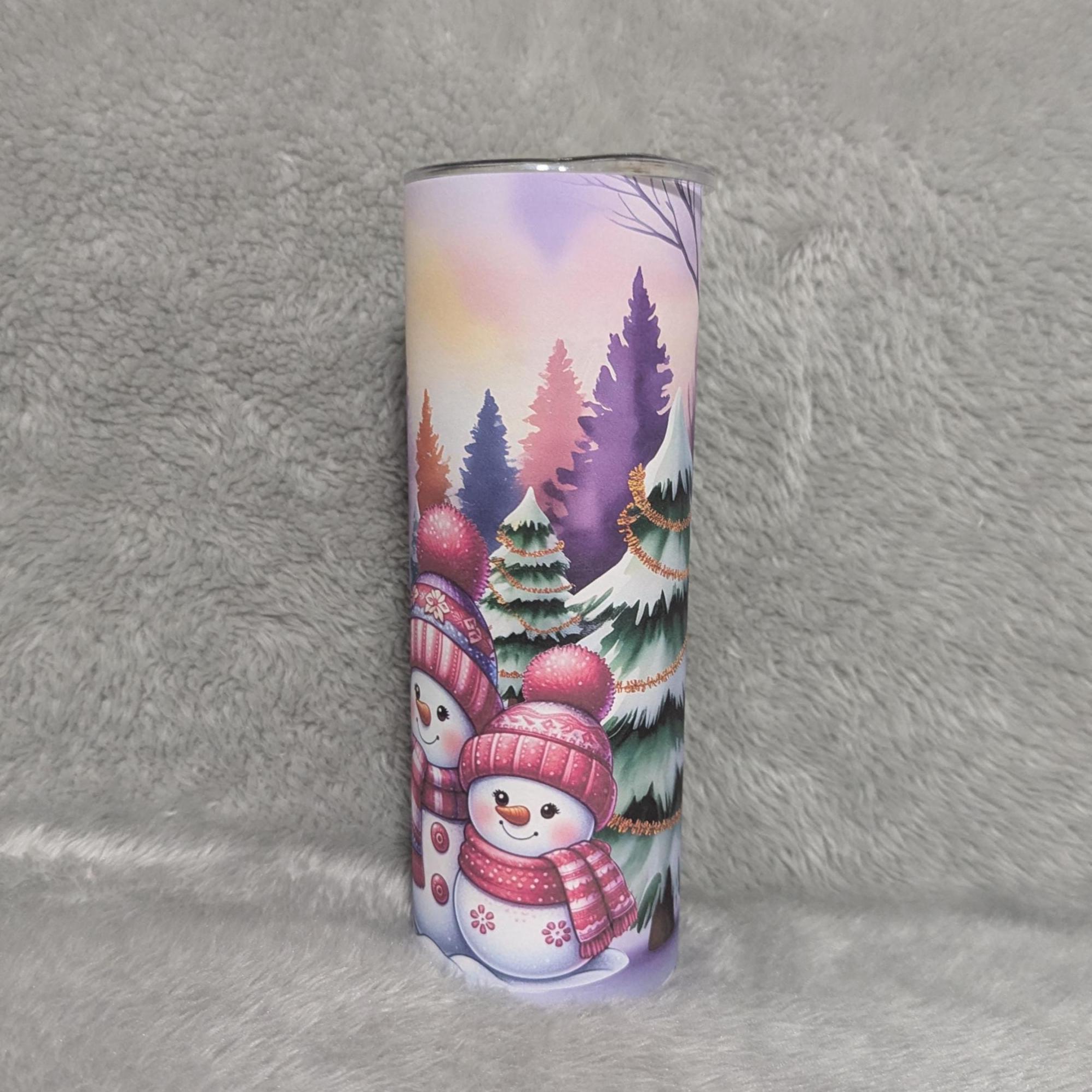 Snowman Tumbler 20oz With Reusable Straw, Can Be Personalized