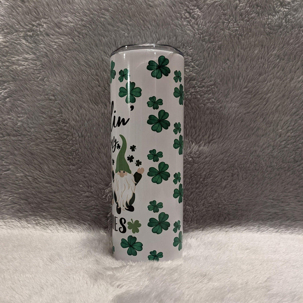 Chillin With My Gnomies Gnome Tumbler, St Patricks Day Tumbler 20oz With Reusable Straw