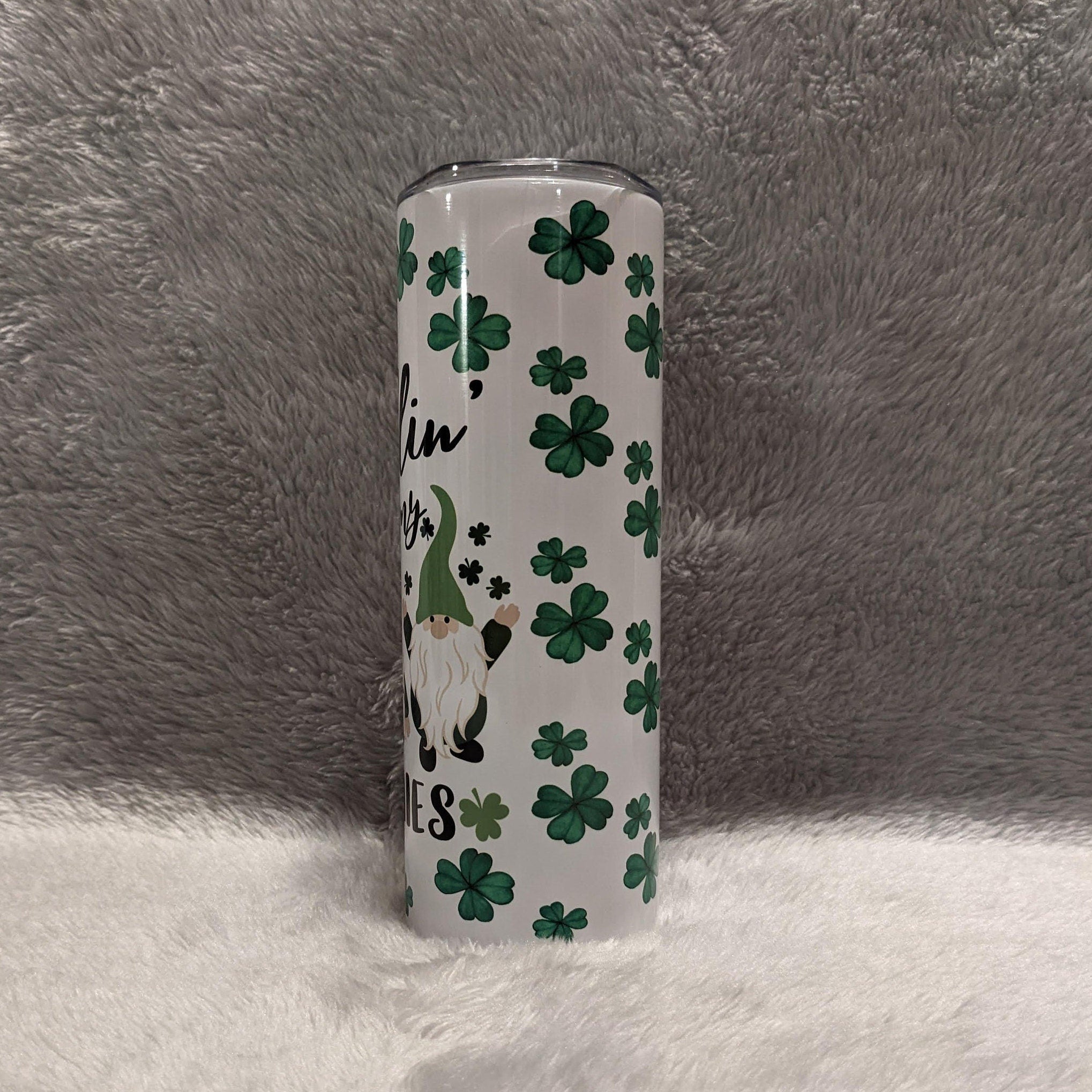 Chillin With My Gnomies Gnome Tumbler, St Patricks Day Tumbler 20oz With Reusable Straw