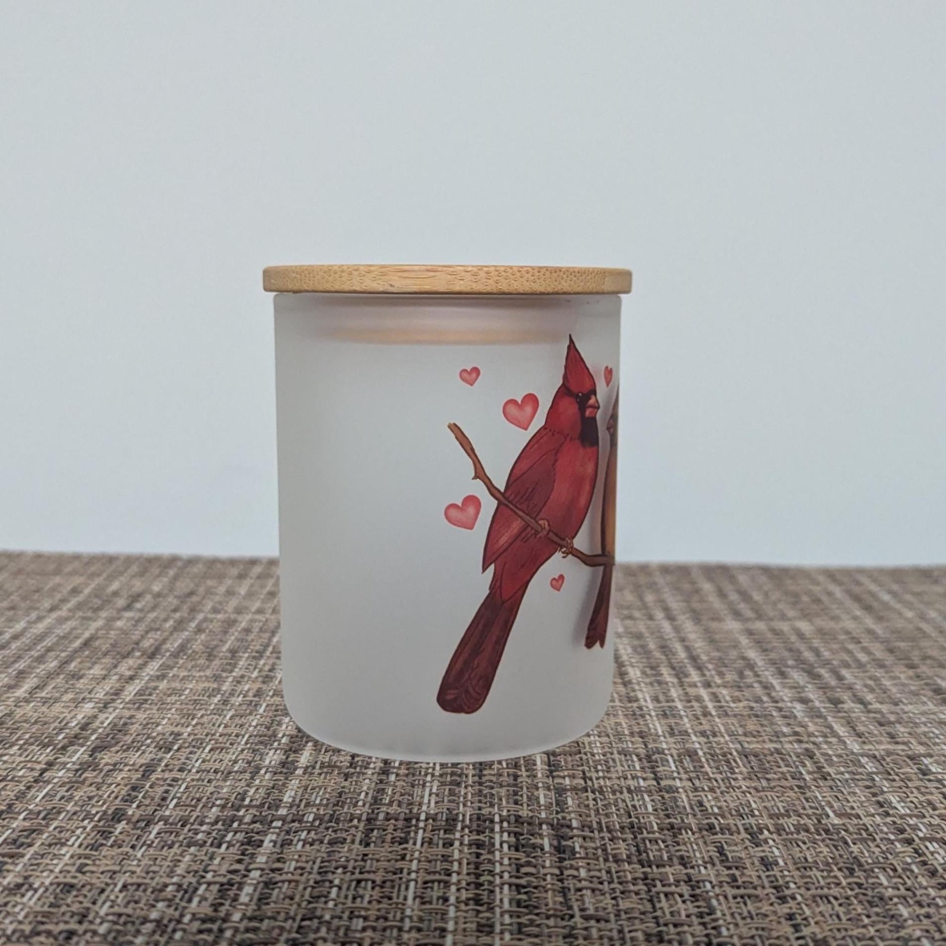 Cardinal Candle Holder With A Battery Operated Flickering Tea Light