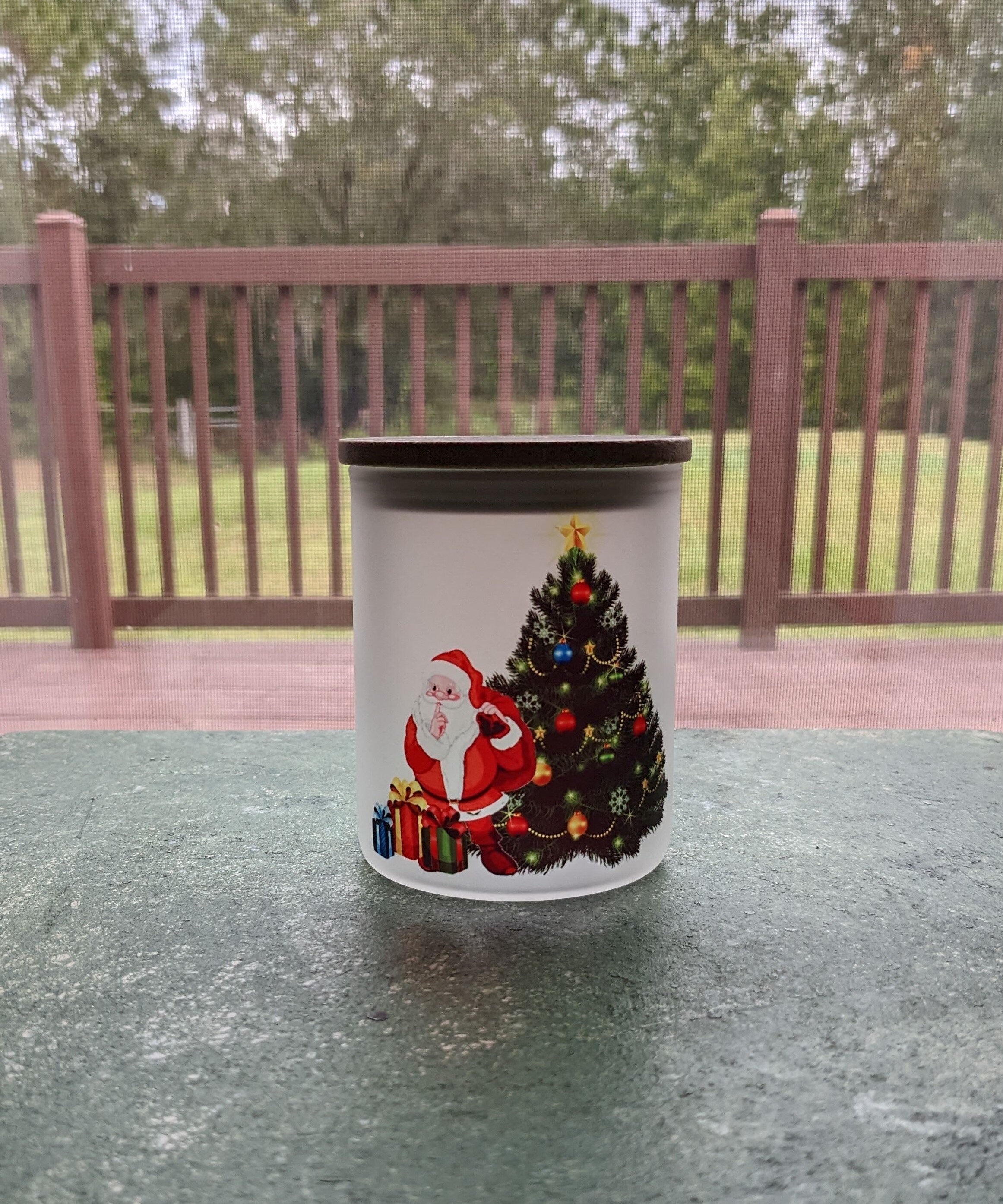 Christmas Santa Candle Holder With A Battery Operated Flickering Tea Light