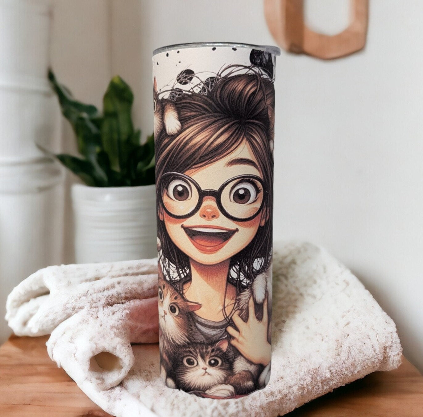 Crazy Cat Lady Tumbler 20oz With Reusable Straw, Can Be Personalized