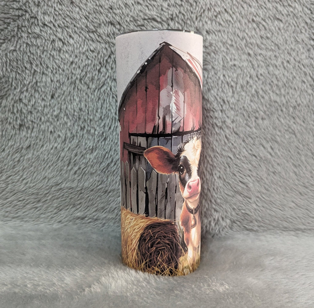 Cute Calf Tumbler 20oz With Reusable Straw, Can Be Personalized