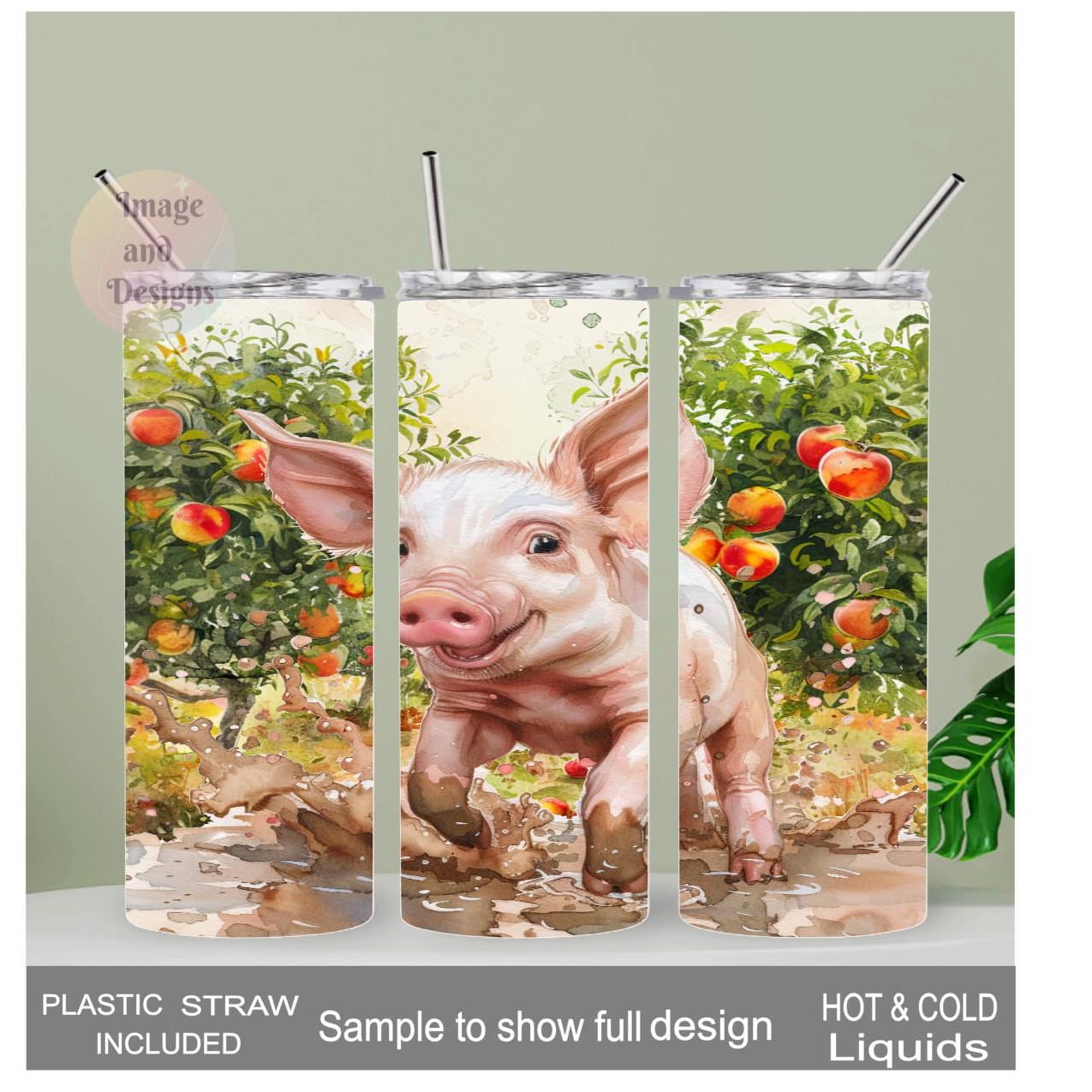 Pig In The Mud Tumbler 20oz With Reusable Straw, Can Be Personalized