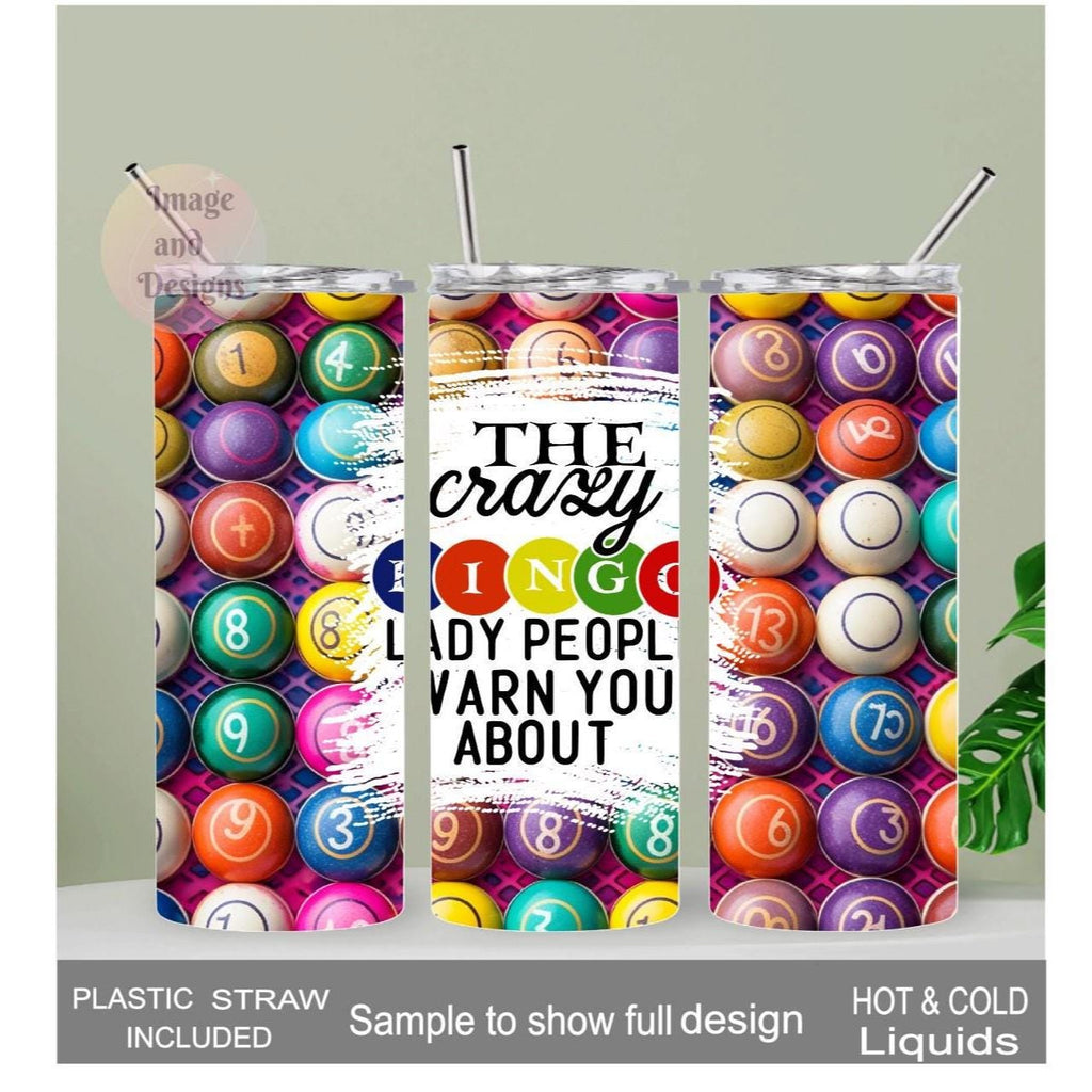 Crazy Bingo Lady Tumbler 20oz With Reusable Straw