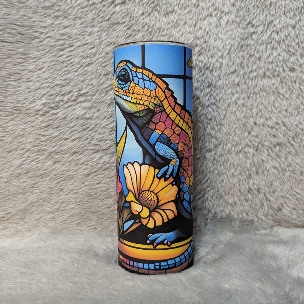 Gecko Lizard Tumbler With Beautiful Colors 20oz With Reusable Straw, Can Be Personalized