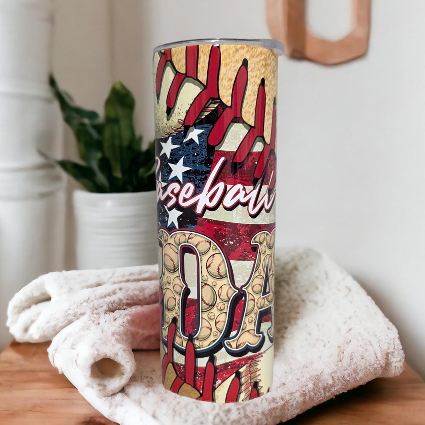 Baseball Dad Tumbler 20oz With Reusable Straw