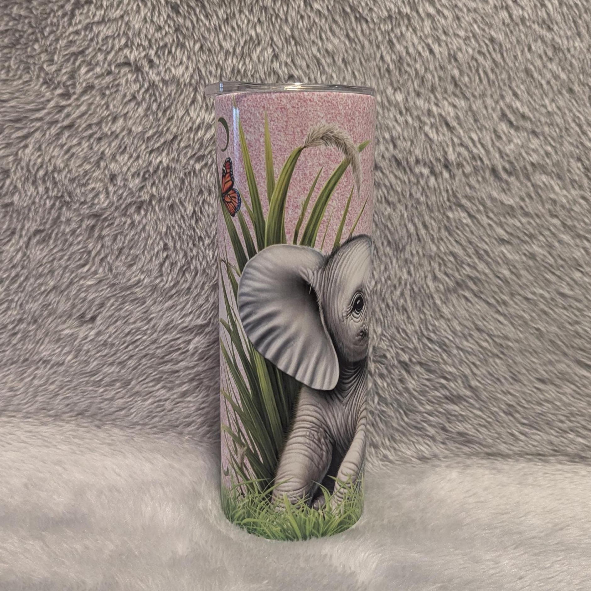 Just A Girl Who Loves Elephants Tumbler 20oz With Reusable Straw, Can Be Personalized
