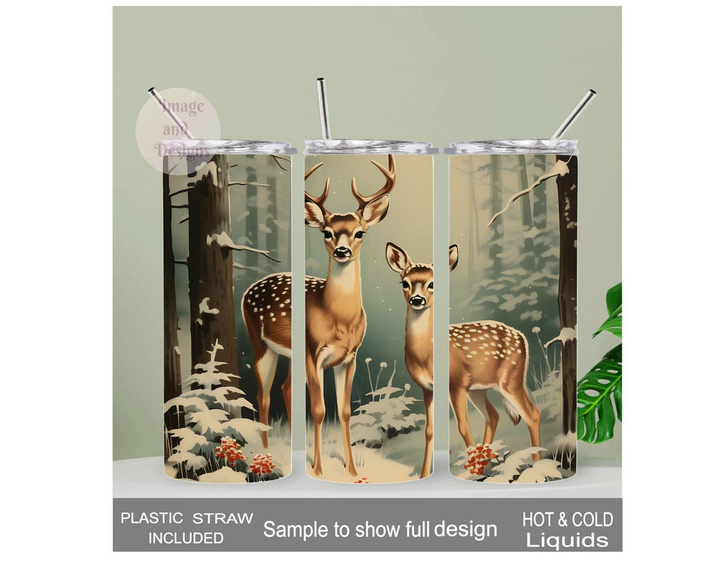 Wildlife Inspired Deer Tumbler 20oz With Reusable Straw, Can Be Personalized
