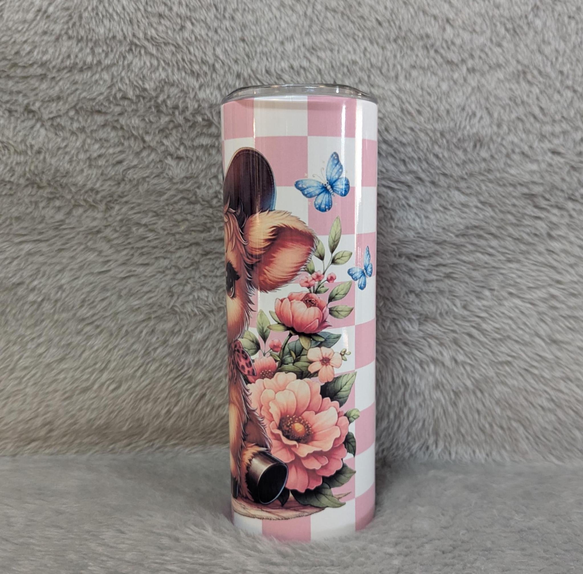 Cute Highland Cow Cowgirl Tumbler 20oz With Reusable Straw, Can Be Personalized