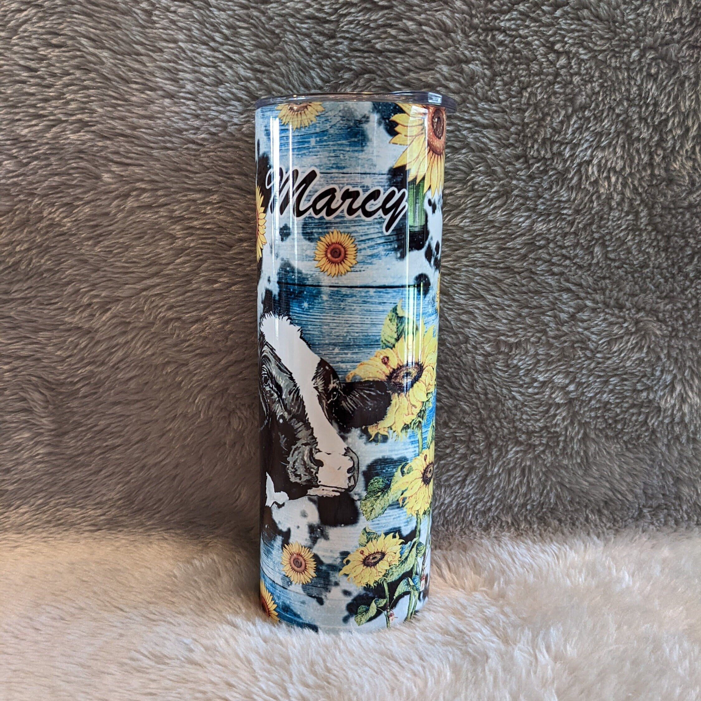 Cow Tumbler 20oz With Reusable Straw, Can Be Personalized