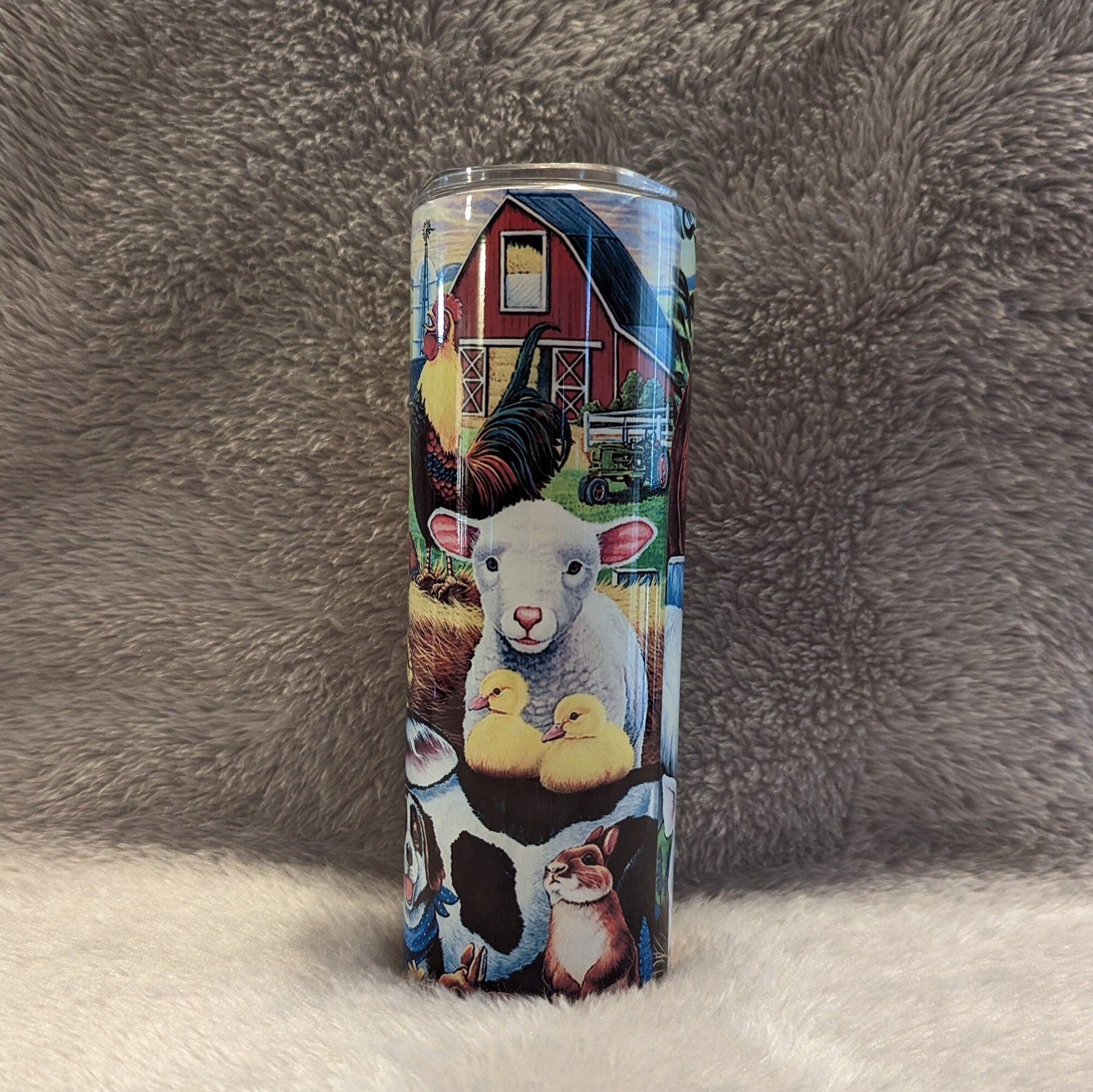 Farm Animals Tumbler 20oz With Reusable Straw, Can Be Personalized