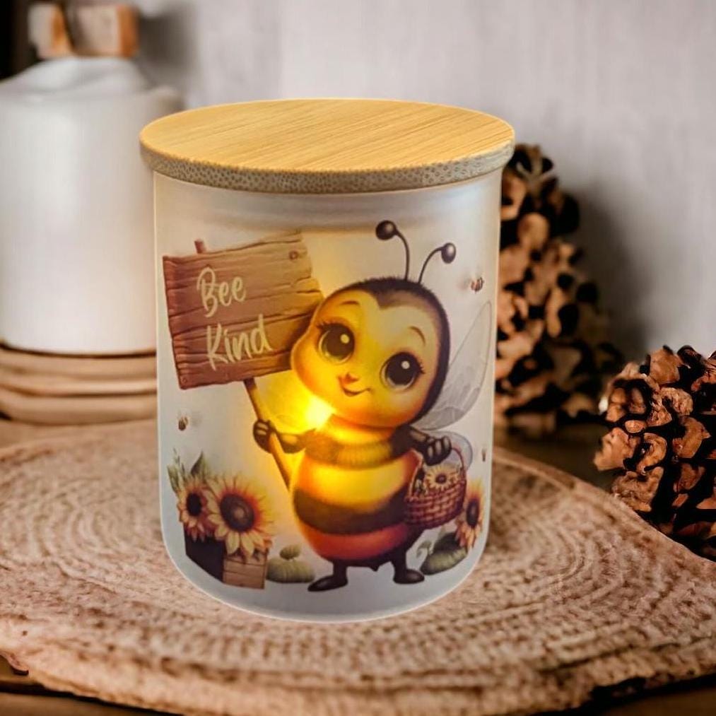 Bee Kind Bee Candle Holder With A Battery Operated Flickering Tea Light