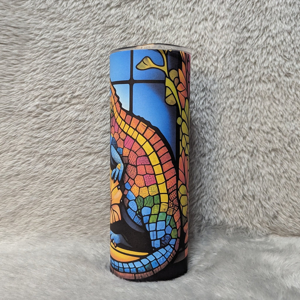 Gecko Lizard Tumbler With Beautiful Colors 20oz With Reusable Straw, Can Be Personalized