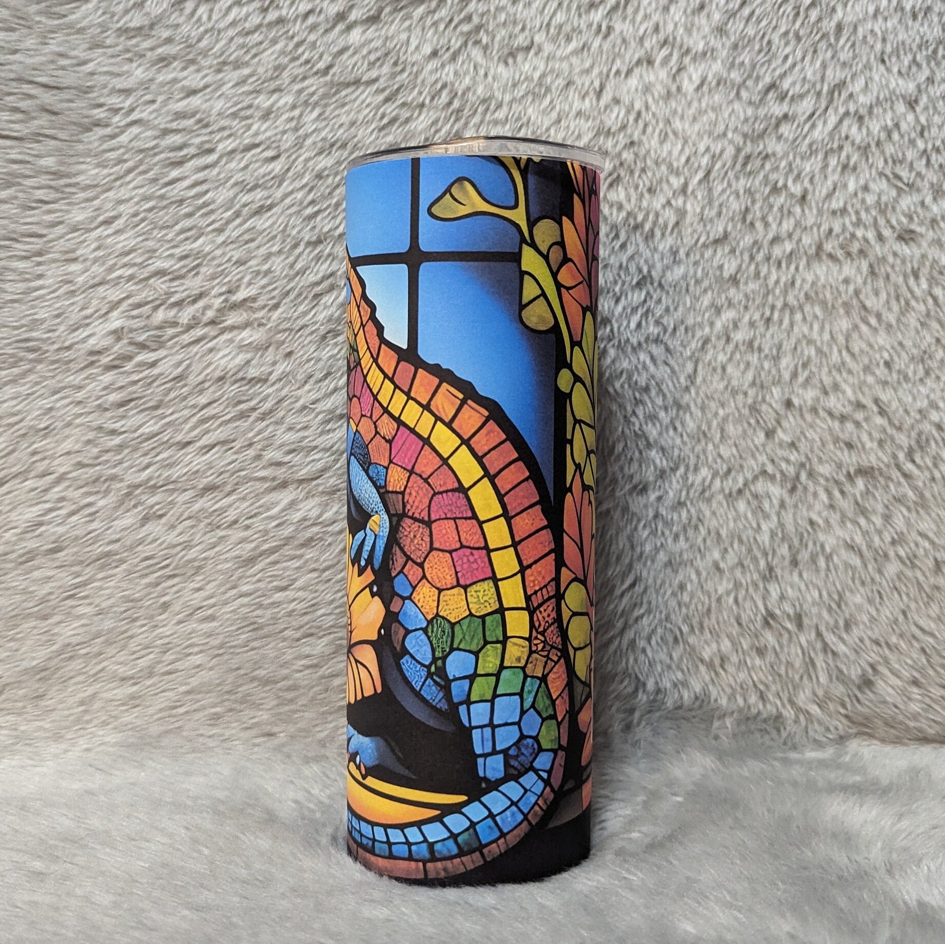 Gecko Lizard Tumbler With Beautiful Colors 20oz With Reusable Straw, Can Be Personalized