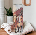 Christmas Winter Ponies Tumbler 20oz With Reusable Straw, Can Be Personalized