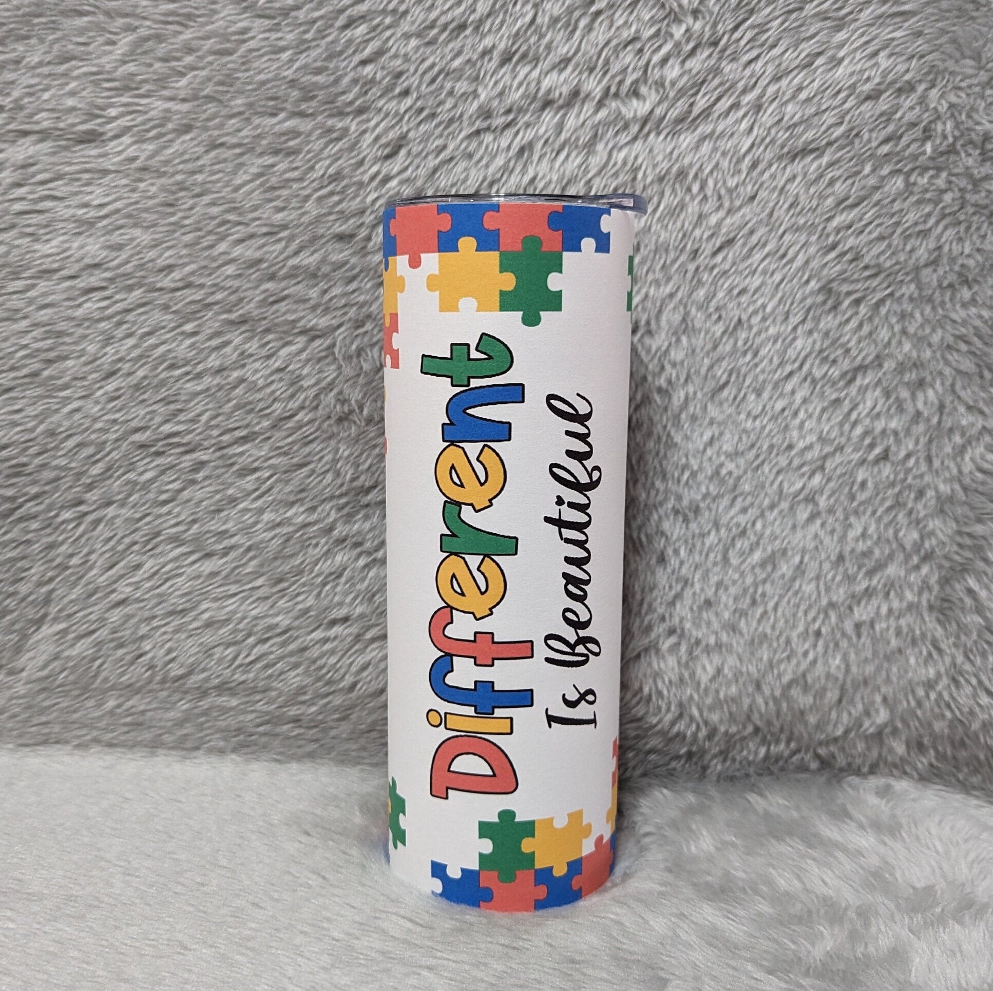 Different Is Beautiful Autism Tumbler 20oz With Reusable Straw