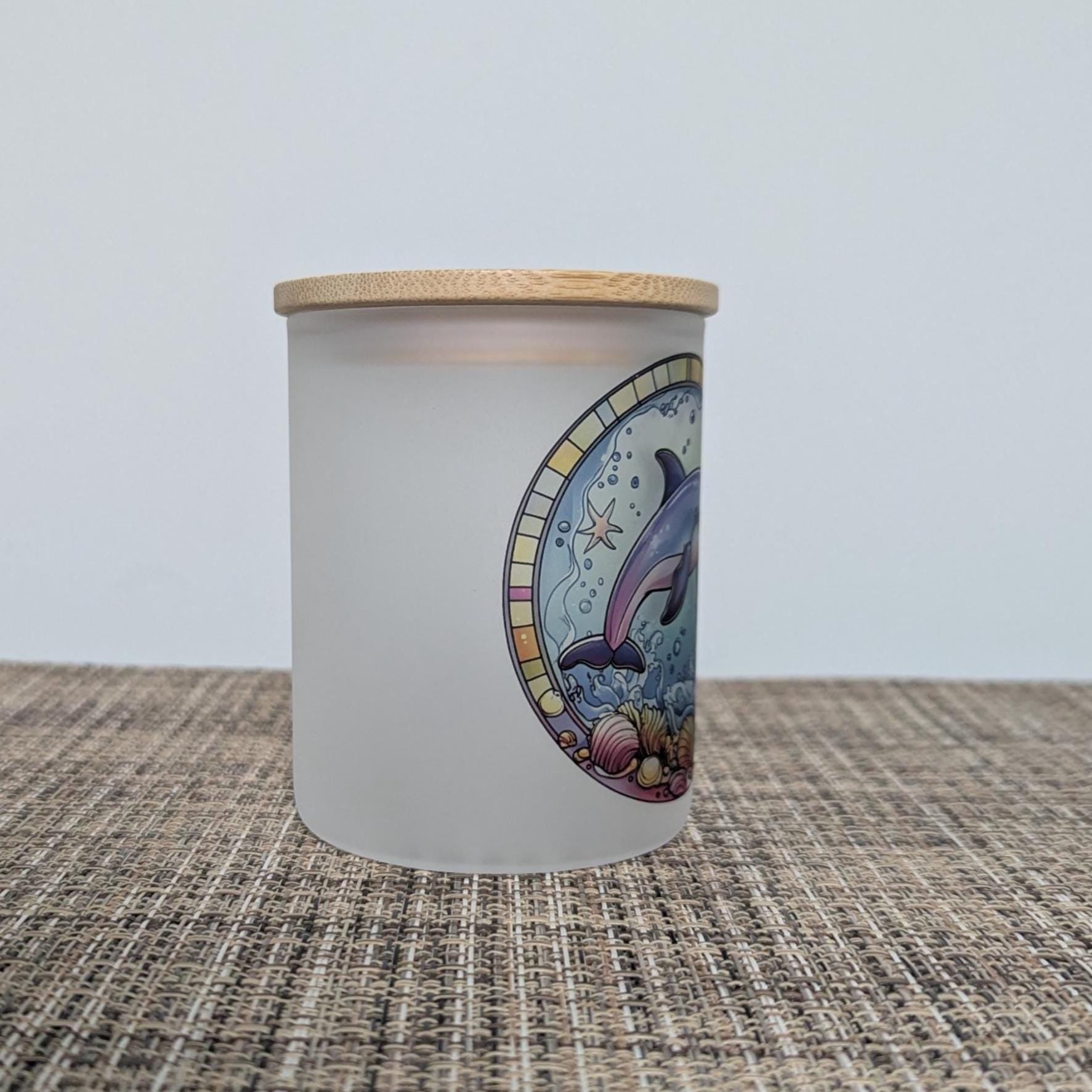 Dolphin With A Stained Glass Design Candle Holder - Includes A Battery Operated Flickering Tea Light